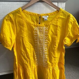 J.Crew Sunlit Yellow Dress with White Embroidery